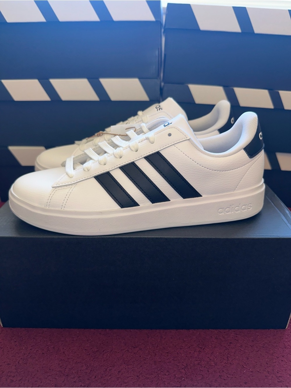 adidas White Sneakers with Black Three-Stripes